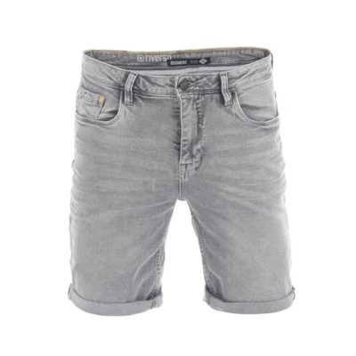 Imagen de riverso RIVUdo Pantalones Vaqueros Cortos para Hombre, Jeans Short, Corte Regular, 99% algodón, Bermudas, Gris, Azul Claro, Azul, Negro, W30 W42 Middle Blue Denim (M214) W31