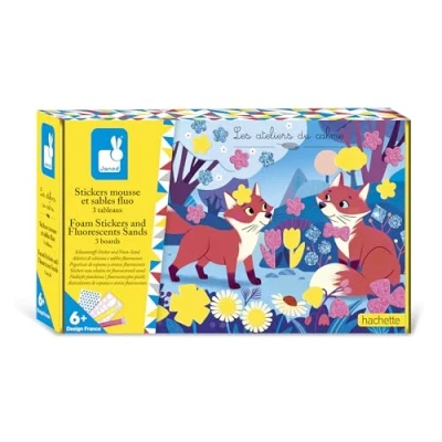 Imagen de Janod Pegatinas de Espuma y Arena Fluorescente 3 Tableros Tema Animales del Bosque Les Ateliers Du Calme Kit Ocio Creativo Infantil Concentración Creatividad A Partir 6 años (JURATOYS J09166)