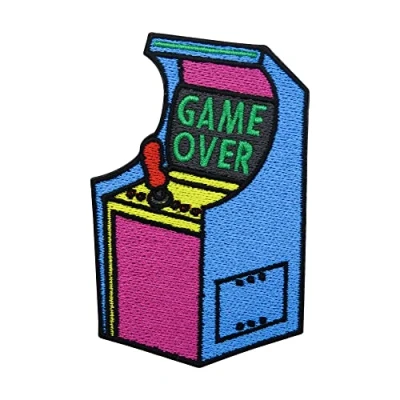 Imagen de Finally Home Parche para planchar Game Over Retro Automat Vintage Patches Old School Planchar, Classic Gamer Aufbügler, Oldschool Gaming Patch