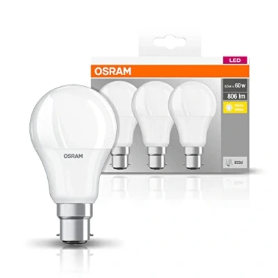 Imagen de Osram Bombilla LED de 8.5 W equivalente a 60 Vatios, mate, Paquete 3