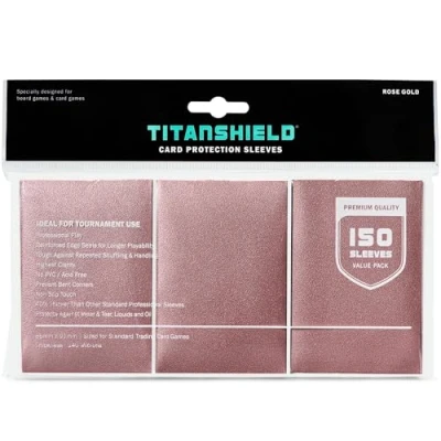 Imagen de TitanShield (150 fundas de oro rosa) compatibles con MTG Magic The Gathering, Lorcana, juegos mesa y tarjetas coleccionables 66 x 91 mm