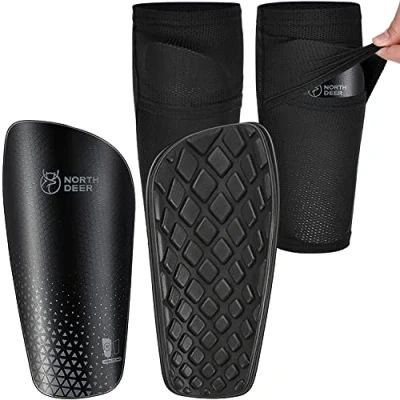 Imagen de Northdeer Espinilleras para niños, Incluye Medias con Bolsillo optimizado, Color Negro S