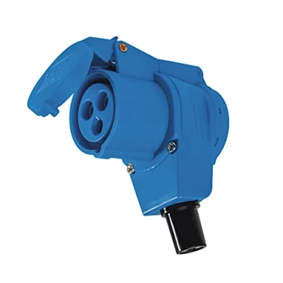 Imagen de as Schwabe Acoplamiento angular CEE 230 V / 16 A con toma de contacto tierra para caravanas y autocaravanas Apto uso exterior IP44 Azul I 60474