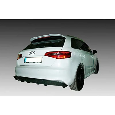 Imagen de Falda de parachoques trasero (difusor) compatible con Audi A3 8V Sportback 2012 (hueco escape izquierdo) (ABS)