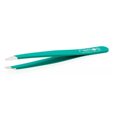 Imagen de REMOS Pinzas para cejas, hechas a mano, de acero inoxidable, color verde