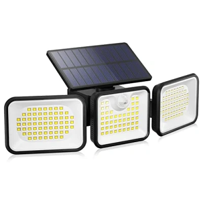Imagen de OUSFOT Luz Solar Exterior con Sensor de Movimiento, 180 Led Foco Exterior, 3 Modos Rango Illumination 270 para Jardín, Garaje, Puertas Delanteras, Patio
