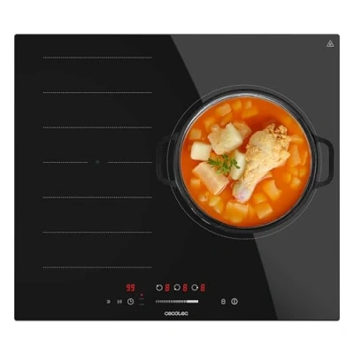 Imagen de Cecotec Placa de Inducción 1 Fuego y Zona Flex, 60cm, Bolero Squad 3001 Flex. 6600W, 9 Niveles, Bajo Consumo, Temporizador, Función Refuerzo, Control Táctil, Bloqueo para Niños