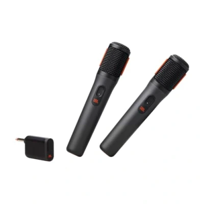 Imagen de JBL PartyBox Micrófono inalámbrico 2 micrófonos inalámbricos digitales, batería recargable (20 horas 700 mAh), voz clara, sonido nítido, conexión estable de 2.4 GHz, compatible con todos los