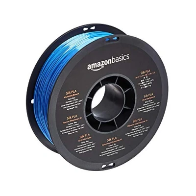 Imagen de Amazon Basics Filamento de plástico Silk PLA para impresora 3D, bobina 1 kg, 1.75 mm, azul seda