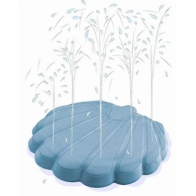 Imagen de Big Splash Shower Aspersor de Agua para Exteriores niños a Partir 2 años en Forma Concha (Azul Claro), Ducha jardín Infantil con válvula presión Que Ahorra