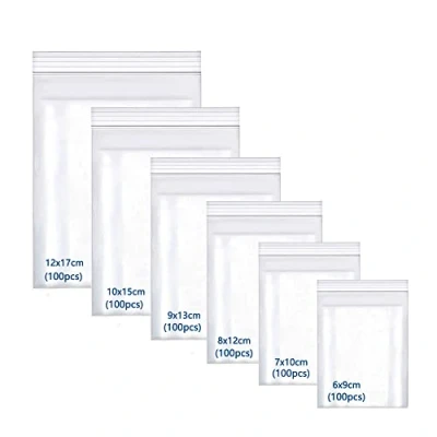 Imagen de huruirui 600PCS Bolsas Autocierre Transparente Que se Pueden Volver a Sellar, Zip Pequeñas, 6 Tamaños de Patrones Diferentes Plastico Adecuadas Para Empaquetar Bolsitas Nuez
