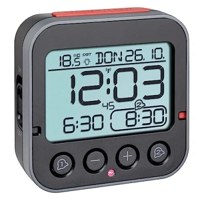 Imagen de TFA Dostmann Bingo 2.0 Despertador Digital con indicador de Temperatura, plástico, Negro, 95 x 41 96 mm