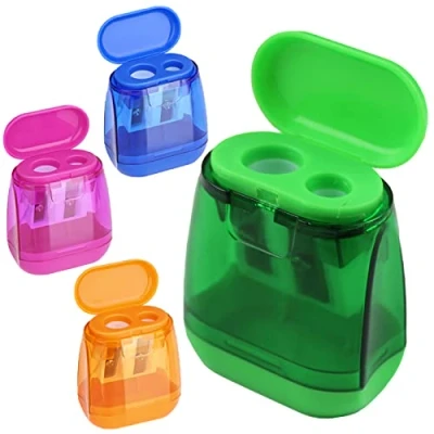 Imagen de 4pcs Sacapuntas,Sacapuntas con deposito,Sacapuntas deposito 2 Orificios,Afilalapices,Sacapuntas universal,Sacapuntas Simple Niños,para Todos los lápices,Escuela,Oficina,Viajes,4 colores