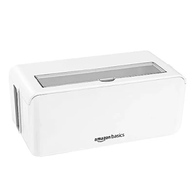 Imagen de Amazon Basics Caja organizadora de cables para ocultar y organizar cables, tamaño Pequeña, Blanco