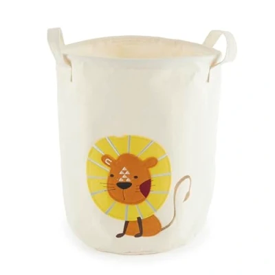 Imagen de Bieco Cesto para la colada de bebé león Gran cesta Almacenamiento niños algodón y resistente al agua habitación infantil lavandería niños,