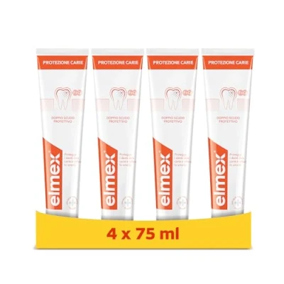 Imagen de Elmex Protección Caries Pasta de Dientes con Fluoruro Amina Pack 4 Uds x 75ml Protege contra la Dentífrico que Fortalece el Esmalte Superior los