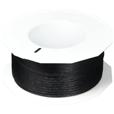 Imagen de PRÄSENT cordón RHEIN negro, trenzado para regalos 50 m, paquetes y obsequios, 3 mm de ancho, accesorios decoración manualidades, cintas decorativas resistentes al desgarro