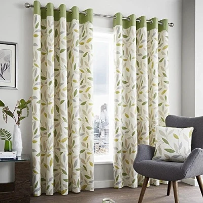 Imagen de Fusion, Cortinas Beechwood, 100% algodón, Verde, 66x54 (168 x 137 cm)