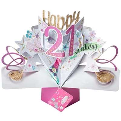 Imagen de Tarjeta de felicitación emergente feliz cumpleaños número 21 original Second Nature 3D Pop Up Cards