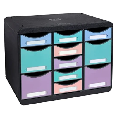 Imagen de Exacompta Ref. 3132796D STORE BOX multi 1 caja de 7 cajones finos y 4 altos Dimensiones exteriores: profundidad 27 x ancho 35,5 altura 27,1 cm formato horizontal Acuarel a juego