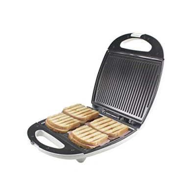 Imagen de BEPER 90.620 Maxi Toast &amp; Grill, Tostador Grill 4 Rebanadas, Estructura exterior de baquelita, placas antiadherentes 28 x 21cm, 1300 W, Blanco