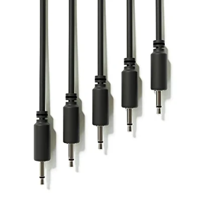 Imagen de ExcelValley 5 Pack Cables de Conexión Mono Modulares TS 3,5mm 1/8&quot; Eurorack Sintetizador [Negro 30 cm 12&quot;]