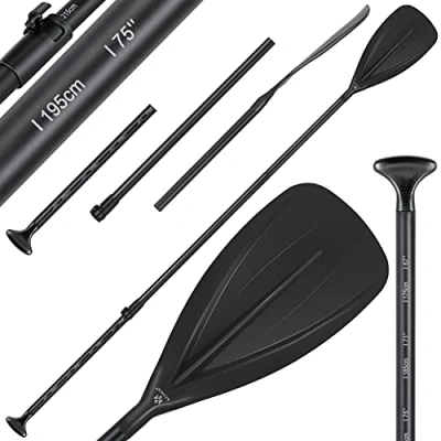 Imagen de KESSER® Paddle de 3 Piezas para Kayak Sup Stand Up, Paddling Board Paddle, Ajuste telescópico, 165 215 cm Aluminio Up Surfboard Boat, Negro