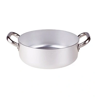 Imagen de Pentole Agnelli ALMA10632 Sartenes de aluminio profesional 3 mm, cacerola baja con 2 asas, 8.4 L