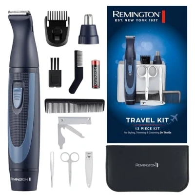 Imagen de Remigton NE3890 Cortapelos Nariz y Orejas, 2 accesorios, cortador de precisión, cuchillas acero inoxidable, funcionamiento con pilas, kit 13 componentes, estuche