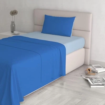 Imagen de Italian Bed Linen CL NC 2P Juego de sábanas Color Natural Plana 250x300, Hoja instalada 170x200cm+2 Almohadas 52x82cm, Gasolina/Botella Verde, TERROSO/CREMA, doble