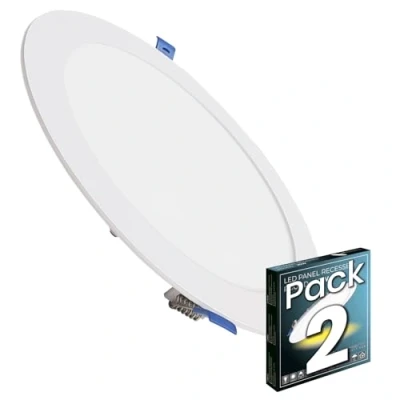 Imagen de LED ATOMANT Pack 2x Downlight Panel Extraplano Redondo 220mm 20W, 2100 lumenes, Color Luz Fria (6500K), Corte estandar 200mm, Driver incluido