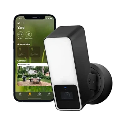 Imagen de EVE Outdoor CAM cámara Segura con Foco, máxima Seguridad y privacidad (HomeKit Secure Video), 1080p, visión Nocturna, Wi Fi (2,4 GHz), Sensor de Movimiento, comunicación bidireccional