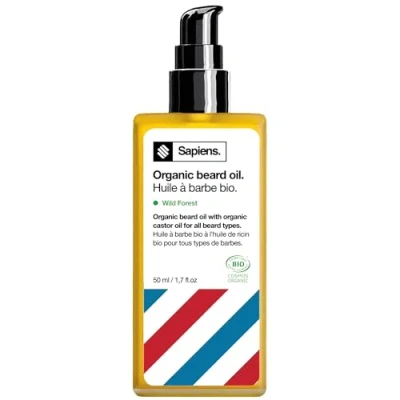 Imagen de Sapiens Barbershop Aceite Barba Hombre Orgánico Cuidado con de Ricino Certificado Ecocert Hidrata y Favorece el Crecimiento 50 ml