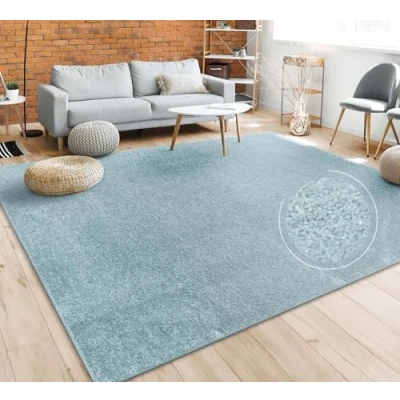 Imagen de Paco Home Alfombra Salón Color Liso Discreta Moderna Pelo Corto Tamaños, tamaño:120x170 cm, Color:Turquesa