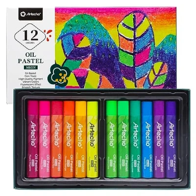 Imagen de Artecho Pasteles para Pintar 12 Fluorescente Colores, Oil pastel, al Oleo, Ideal y Dibujar.