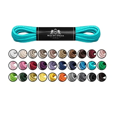 Imagen de Cordones Mount Swiss© Luxury encerados y redondos para zapatos de traje piel, 2 3 mm diámetro, 45 120 cm longitud, color Turquesa, talla 100