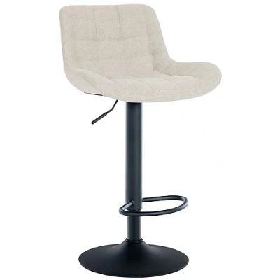 Imagen de CLP Taburete De Bar Tover En Tela, Polipeil o Terciopelo I Silla Cocina Ajustable Altura con Base Metálica &amp; Reposapiés, Color:Crema, Material:Tela