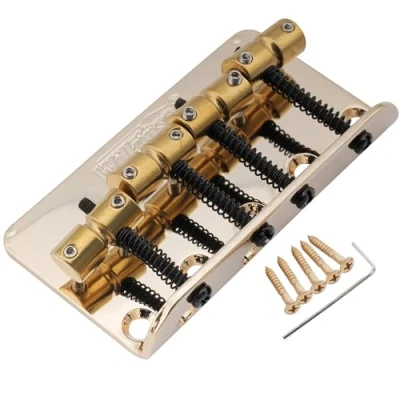 Imagen de Wilkinson WBBC Puente Bajo Silletas de Latón para 4 Cuerdas Precision Bass/Jazz Bass, Dorado