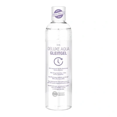 Imagen de lubricante a base de agua, EIS Deluxe Aqua con efecto larga duración, gel íntimo extra sensible para una sensación realista, transparente, 300ml
