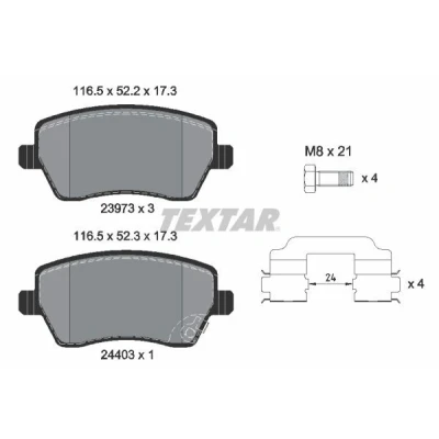 Imagen de TEXTAR 2397302 Juego de pastillas freno con avisador acústico desgaste tornillos pinza accesorios SUZUKI: SWIFT 3, Splash