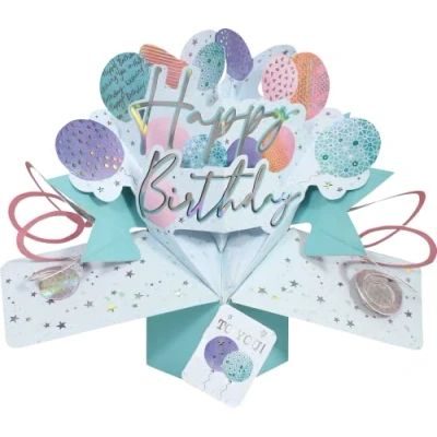 Imagen de Tarjeta de felicitación emergente con globos Happy Birthday To You Second Nature 3D