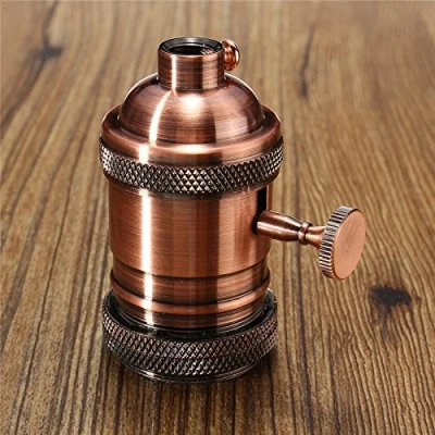 Imagen de MASUNN E26/E27 Retro Vintage Edison Industrial Bombilla De Luz Titular La Lámpara con Switch Bronce Rojo