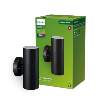 Imagen de Philips Lighting Aplique pared Exterior Kylis, iluminación arriba/abajo, negro, 2 x max. 25W, resistente a intemperie IP44 (no incluye bombilla)