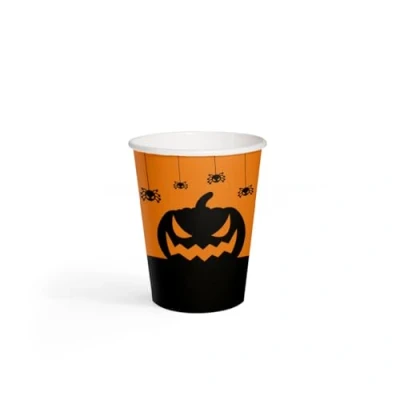 Imagen de PAW Vasos Desechables Cafe (250 ml) I Paquete de 8 Cartón Ideal para Halloween, Otoño Impresión Papel al Agua Funny Halloween