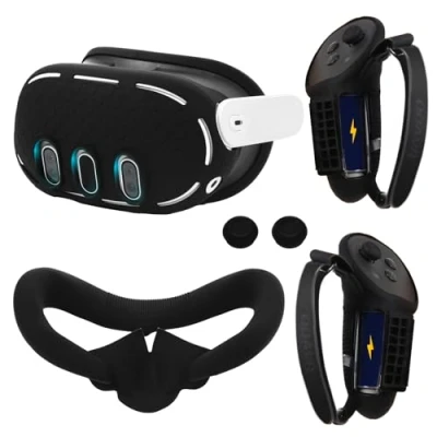 Imagen de Juego de accesorios realidad virtual para Meta/Oculus Quest 3, cubierta empuñaduras controlador virtual, carcasa almohadilla facial silicona