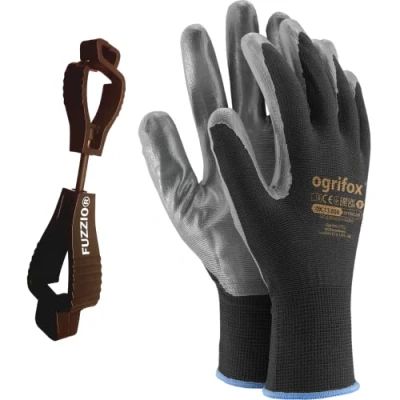 Imagen de FUZZIO 24 pares de guantes nitrilo Ogrifox (XL 10, negro)