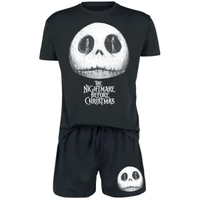 Imagen de The Nightmare Before Christmas Pesadilla Antes De Navidad Jack and Sally Hombre Pijama Negro L 100% algodón