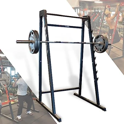 Imagen de ZERRO Soporte Barra Pesas Estante,Multifunción Rack Musculación con Soportes para Mancuernas Sentadillas Levantamiento Carga MAX 160 KG