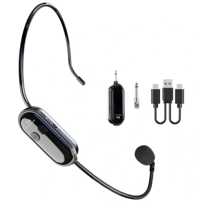 Imagen de Microfono Inalambrico Diadema, 2.4G Wireless Micrófono Transmisión Inalámbrica de 50M Inalámbrico Con Conector Jack 6,35mm y 3,5mm para Amplificador Voz, Altavoces, Sistema PA