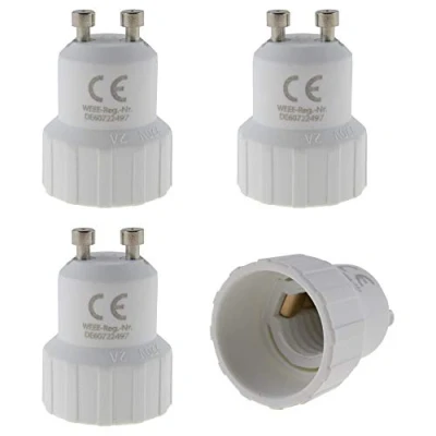 Imagen de Juego de 4 portalámparas GU10 a casquillo E14; adaptador para bombilla LED halógena y bajo consumo